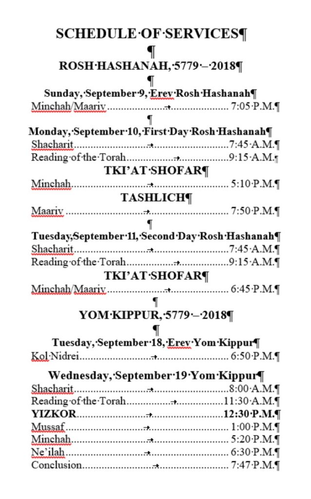 HH Schedule 5779